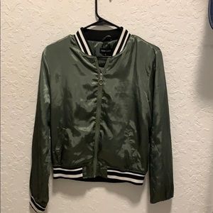 Green silk Bomber Jacket